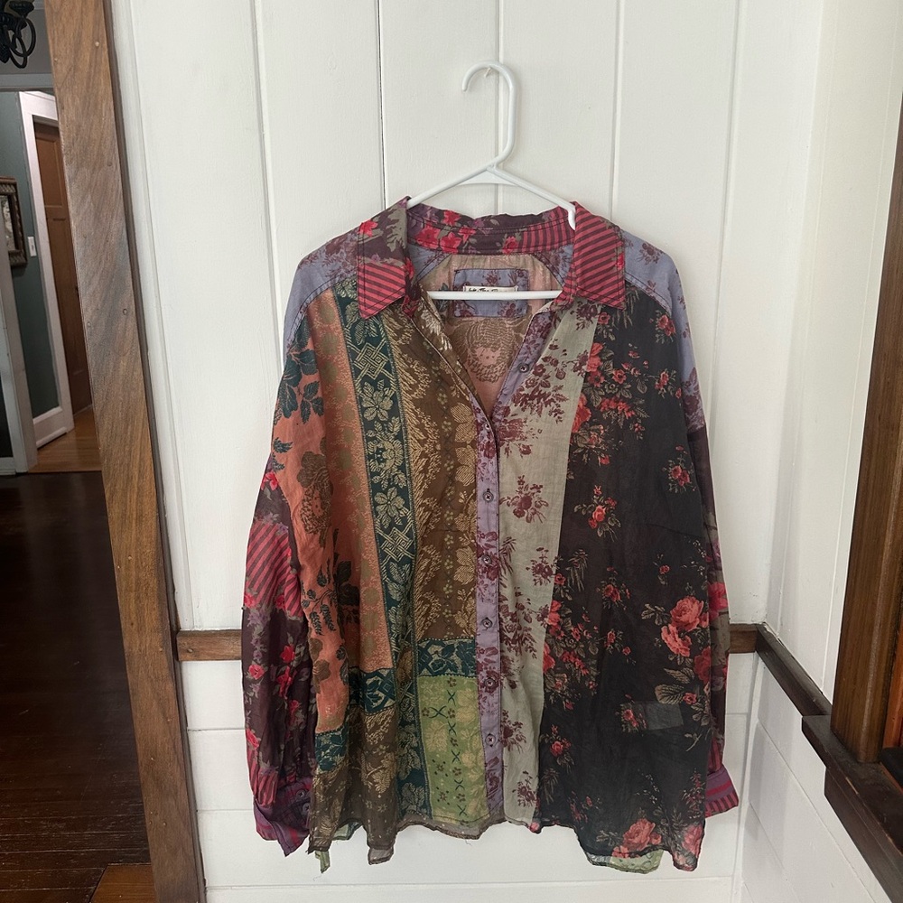 Women's Flower Patch Cotton Button-Front Top - Free People